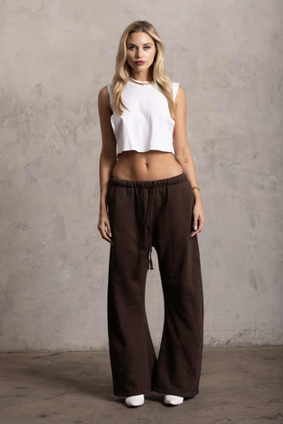 PIMA COTTON OVERSIZED SWEATPANTS - PEAT