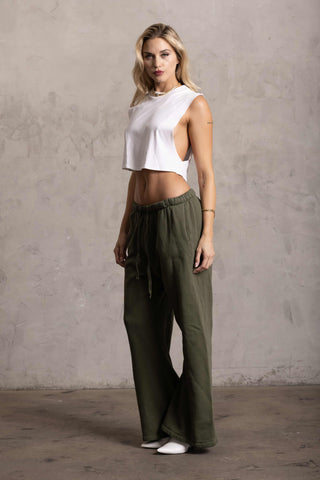 PIMA COTTON OVERSIZED SWEATPANTS - MOSS