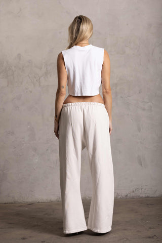 PIMA COTTON OVERSIZED SWEATPANTS - CHALK