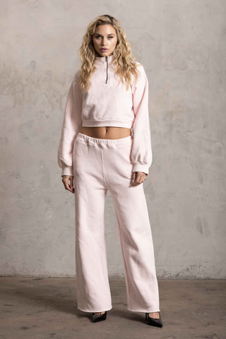PIMA COTTON QUARTER ZIP SWEAT SET - QUARTZ